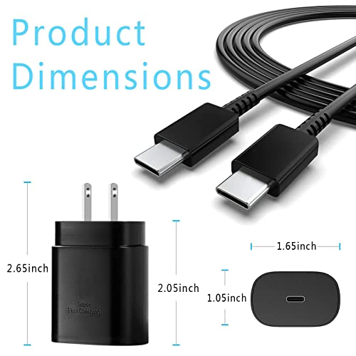 Samsung Super Fast Charger, 2-Pack 25W USB C Power Delivery Fast Charger with 5FT Type C to C Quick Charge Cord for Samsung Galaxy S23/S23 Ultra/S23+/S22/S22 Ultra/S22+/S21/S21 Ultra/Z Fold 3/Flip 3