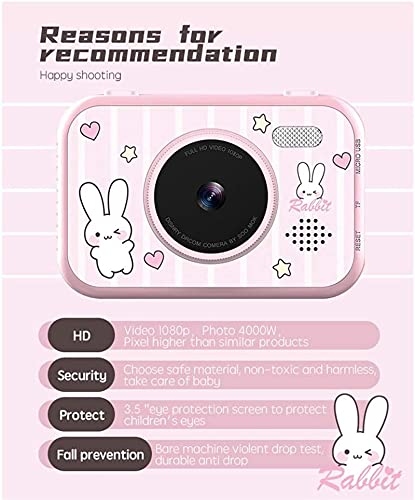 GIENEX Kids Digital Camera - 12MP Children's Selfie Camera with 3.5 Inches Large Screen for Boys and Girls,1080P Rechargeable Electronic Camera with 32GB TF Card (Color : Pink)