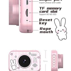 GIENEX Kids Digital Camera - 12MP Children's Selfie Camera with 3.5 Inches Large Screen for Boys and Girls,1080P Rechargeable Electronic Camera with 32GB TF Card (Color : Pink)