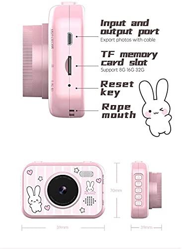 GIENEX Kids Digital Camera - 12MP Children's Selfie Camera with 3.5 Inches Large Screen for Boys and Girls,1080P Rechargeable Electronic Camera with 32GB TF Card (Color : Pink)