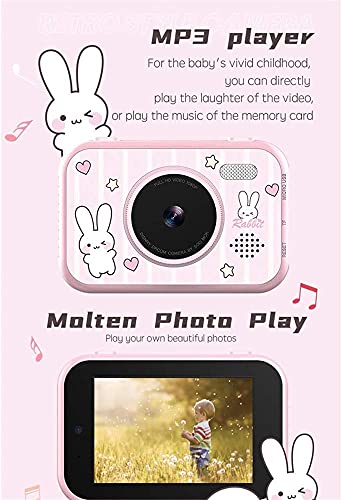 GIENEX Kids Digital Camera - 12MP Children's Selfie Camera with 3.5 Inches Large Screen for Boys and Girls,1080P Rechargeable Electronic Camera with 32GB TF Card (Color : Pink)