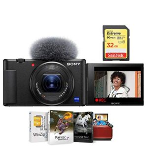 sony zv-1 compact 4k hd camera – free bundle with 32gb sdhc u3 memory card, mac software package