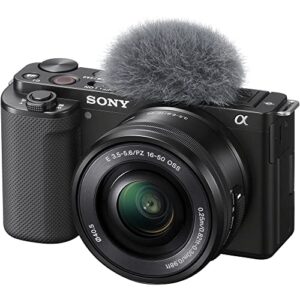 Sony ZV-E10 Mirrorless Camera with 16-50mm Lens (Black) (ILCZV-E10L/B) + Sony 18-105mm Lens + 4K Monitor + Pro Mic + 2 x 64GB Memory Card + Color Filter Kit + Filter Kit + More (Renewed)
