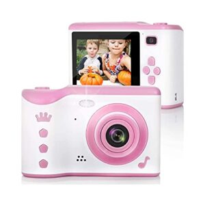 gienex kids selfie camera, christmas birthday gifts for boys age 3-9, hd digital video cameras for toddler, portable toy for 3 4 5 6 7 8 year old boy with 32gb sd card (color : pink)