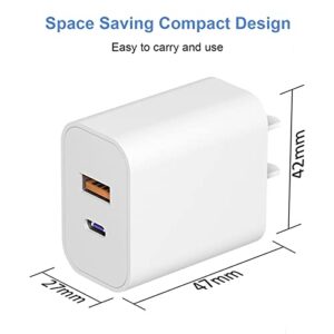 [3 Pack] USB C Wall Charger, 20W Dual Port PD Power Adapter Fast Charging Block for iPhone 14/14 Pro/14 Pro Max/14 Plus/13/12/11, XS/XR/X, iPad Pro, Google Pixel, Samsung Galaxy and More