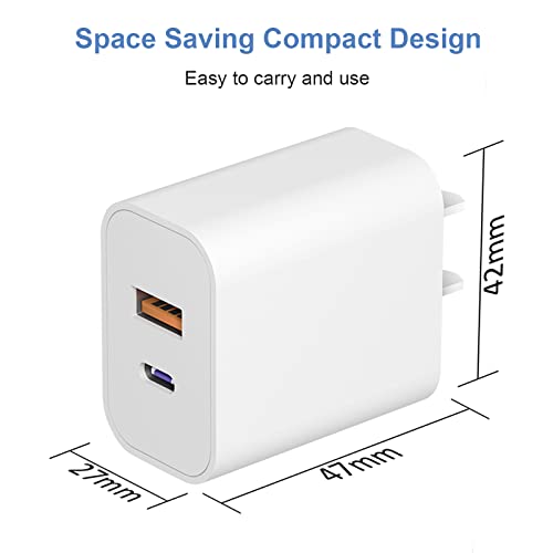 [3 Pack] USB C Wall Charger, 20W Dual Port PD Power Adapter Fast Charging Block for iPhone 14/14 Pro/14 Pro Max/14 Plus/13/12/11, XS/XR/X, iPad Pro, Google Pixel, Samsung Galaxy and More