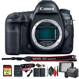 Canon EOS 5D Mark IV DSLR Camera (1483C002) W/Bag, Extra Battery, LED Light, Mic, Filters and More - Advanced Bundle (Renewed)