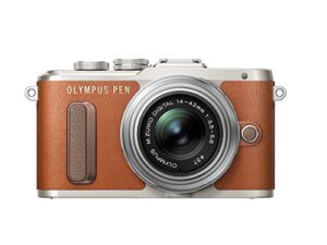 olympus pen e-pl8 brown body with 14-42mm iir silver lens