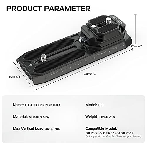 ULANZI FALCAM F38 Camera Quick Release System with 38mm Anti-Deflection QR Plate for DJI Ronin-S, DJI RS2, DJI RSC2, Support The Standard Lens Support Frame