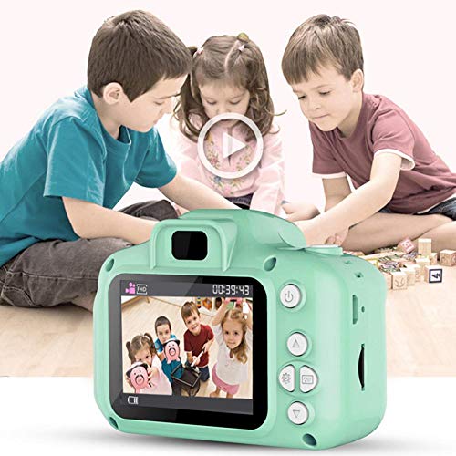Alician 2 Inch HD Screen Chargable Digital Mini Camera Kids Cartoon Cute Camera Toys Outdoor Photography Props for Child Green
