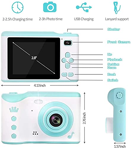 GIENEX Kids Selfie Camera, Christmas Birthday Gifts for Boys Age 3-9, HD Digital Video Cameras for Toddler, Portable Toy for 3 4 5 6 7 8 Year Old Boy with 32GB SD Card (Color : Blue)