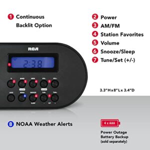 RCA – NOAA Emergency Weather Alert Radio with AM/FM Radio, Digital Clock and Alarm – AC or Battery Powered (RCWR7)