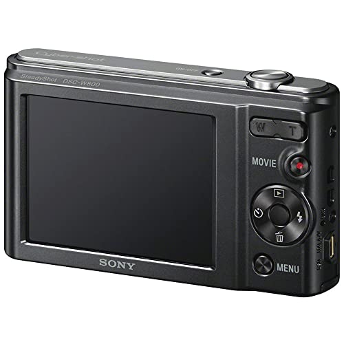 Sony Cyber-Shot DSC-W800 Digital Camera (Black) (DSCW800/B) + Case + 64GB Card + Card Reader + Flex Tripod + Memory Wallet + Cleaning Kit (Renewed)