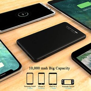 Attom Tech 10000mAh Triple USB Outputs Slim Power Bank Ultra Thin, Mini Portable Charger External Phone Battery Pack Small Dual USB Outlet, Emergency Phone Power Backup