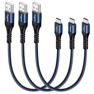 fasgear usb c short cable – 3 pack 1ft fast charging braided type c to usb a cord compatible for sam-sung galaxy s21 ultra/s20/note 10/s9/s8|moto g7,oneplus 3,huawei & android smartphones, blue