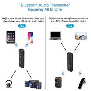 Bluetooth 5.0 Transmitter 3 in 1,Bluetooth Receiver ,Wireless Adapter, Bluetooth Audio Adapter with 3.5mm AUX Stereo Output for TV , PC, car, Headset, Headphone, Earphone, Earbud