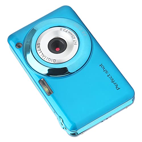 Jopwkuin 48MP Digital Camera, Continuous Shooting Portable Digital Camera Self Timer Single Shot ABS for Beginners(Blue)