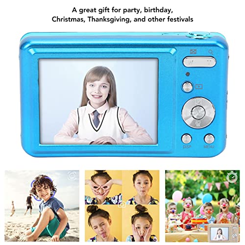 Jopwkuin 48MP Digital Camera, Continuous Shooting Portable Digital Camera Self Timer Single Shot ABS for Beginners(Blue)