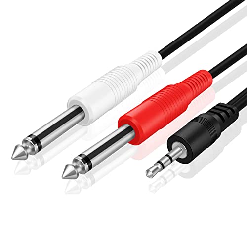 TNP 3.5mm Audio Cable to 6.35mm Dual TS Cable 10-Feet to to TRS Splitter Male Y-Connector 1/4 to 1/8 Audio Cable Stereo to Mono Adapter Cable Breakout Audio Connector