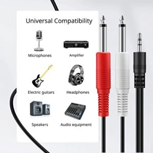 TNP 3.5mm Audio Cable to 6.35mm Dual TS Cable 10-Feet to to TRS Splitter Male Y-Connector 1/4 to 1/8 Audio Cable Stereo to Mono Adapter Cable Breakout Audio Connector