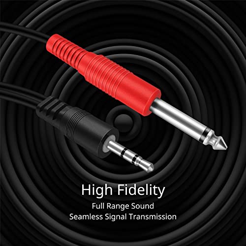 TNP 3.5mm Audio Cable to 6.35mm Dual TS Cable 10-Feet to to TRS Splitter Male Y-Connector 1/4 to 1/8 Audio Cable Stereo to Mono Adapter Cable Breakout Audio Connector