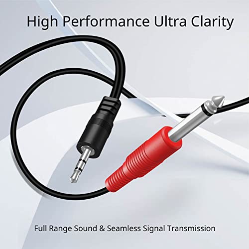 TNP 3.5mm Audio Cable to 6.35mm Dual TS Cable 10-Feet to to TRS Splitter Male Y-Connector 1/4 to 1/8 Audio Cable Stereo to Mono Adapter Cable Breakout Audio Connector