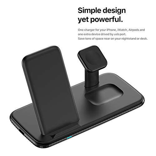 Intoval Wireless Charging Station, for Apple Watch/iPhone/Airpods, iPhone 14/13/12/11/XS/XR/XS/X/8, iWatch 8/Ultra/7/6/SE/5/4/3/2, Airpods Pro2/Pro1/3/2. (V5,Black)