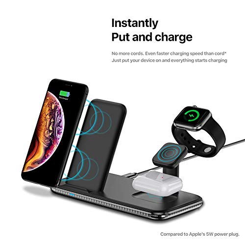 Intoval Wireless Charging Station, for Apple Watch/iPhone/Airpods, iPhone 14/13/12/11/XS/XR/XS/X/8, iWatch 8/Ultra/7/6/SE/5/4/3/2, Airpods Pro2/Pro1/3/2. (V5,Black)