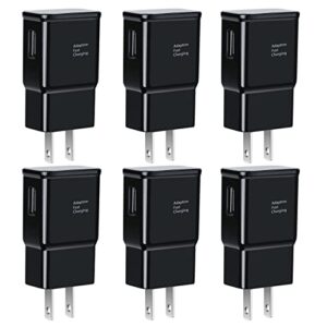 6-pack type c charger fast charging block, android phone rapid usb wall charger compatible with samsung galaxy s21/s20/s10/s10e/s10 plus/s9/s9 plus/s8/s8 plus/s7/s6/note 10/note 9/note 8,lg,htc(black)