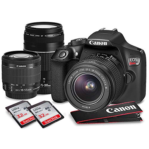 Canon EOS Rebel T6 DSLR Camera with 18-55mm, EF 75-300mm Lens, and Deluxe Bundle