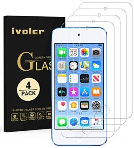 ivoler [4 pack] [tempered glass] screen protector compatible ipod touch 7g 2019 6g 5g (7th 6th 5th generation), 0.2mm ultra thin 9h hardness 2.5d round edge