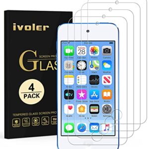 ivoler [4 Pack] [Tempered Glass] Screen Protector Compatible iPod Touch 7G 2019 6G 5G (7th 6th 5th Generation), 0.2mm Ultra Thin 9H Hardness 2.5D Round Edge