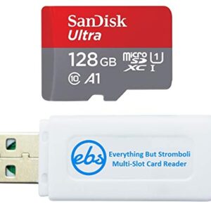 SanDisk Ultra MicroSD 128GB Card for Samsung Galaxy Tablets Works with Tab A7 Lite, Tab S7 FE, Tab S7 FE 5G (SDSQUA4-128G-GN6MN) Bundle with (1) Everything But Stromboli SD & SDXC Memory Card Reader