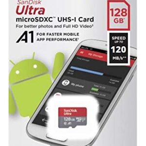 SanDisk Ultra MicroSD 128GB Card for Samsung Galaxy Tablets Works with Tab A7 Lite, Tab S7 FE, Tab S7 FE 5G (SDSQUA4-128G-GN6MN) Bundle with (1) Everything But Stromboli SD & SDXC Memory Card Reader