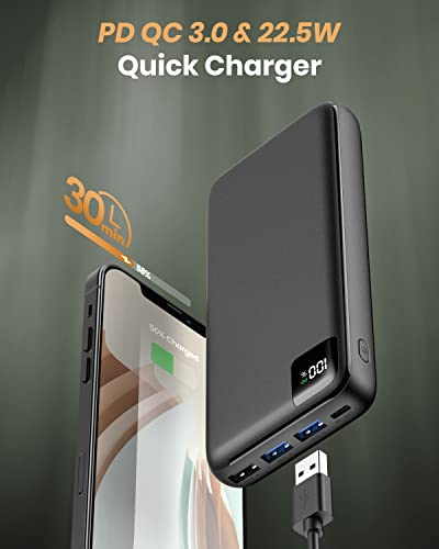 Bilivein Power Bank Portable Charger - 27000mAh Portable Phone Charger 22.5W Fast Charging PD QC3.0 External Battery Pack with 4 Outputs for iPhone, Samsung, Tablets