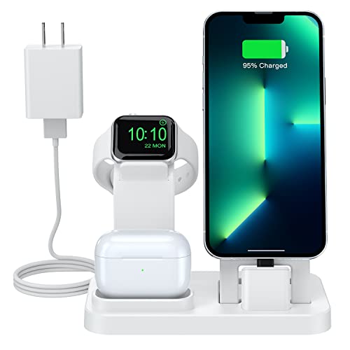 Tiitarn 3 in 1 Charging Station for iPhone AirPods Apple Watch Charger Stand Dock for Multiple Devices Compatible with iWatch SE/7/6/5/4/3/2/1 iPhone Series AirPods