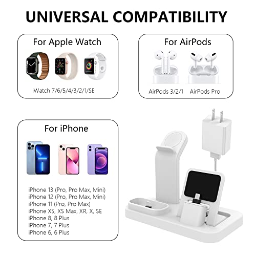 Tiitarn 3 in 1 Charging Station for iPhone AirPods Apple Watch Charger Stand Dock for Multiple Devices Compatible with iWatch SE/7/6/5/4/3/2/1 iPhone Series AirPods