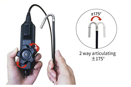 Vividia VA-150 Gray Two-Way Articulating Borescope Videoscope Inspection Camera with 6mm Diameter Probe and 2.7" Monitor and 640x480 Image Resolution