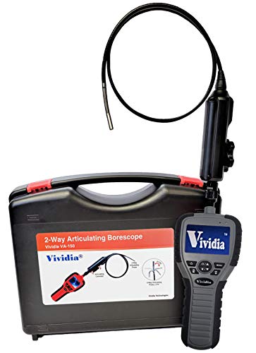 Vividia VA-150 Gray Two-Way Articulating Borescope Videoscope Inspection Camera with 6mm Diameter Probe and 2.7" Monitor and 640x480 Image Resolution