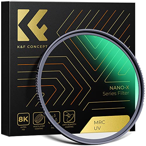 K&F Concept 62mm MC UV Protection Filter with 28 Multi-Layer Coatings HD/Hydrophobic/Scratch Resistant Ultra-Slim UV Filter for 62mm Camera Lens (Nano-X Series)