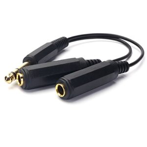 DISINO 1/4 Splitter, 1/4" TRS Stereo Male to Dual 1/4" TRS Stereo Female Y Splitter Cable Quarter Inch Splitter Cord - 8 Inch / 20cm