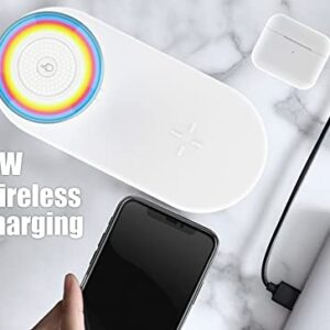 15W Wireless Phone and AirPod Charger, Touch Dimming Multicolor Night Light, Portable Bluetooth Speaker