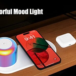 15W Wireless Phone and AirPod Charger, Touch Dimming Multicolor Night Light, Portable Bluetooth Speaker