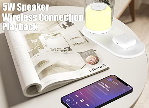 15W Wireless Phone and AirPod Charger, Touch Dimming Multicolor Night Light, Portable Bluetooth Speaker