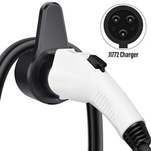 J&D J1772 Charger Nozzle Holster Dock, EV Type 1 Plug Holder Wall Mount Charging Cable Organizer Wall Bracket Charger Holder for J1772 Connectors