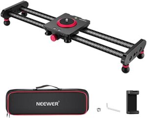 neewer 16″/40cm carbon fiber camera slider, lightweight rail dolly track slider with 4 bearings, phone clip, compatible with mirrorless camera iphone 13 13 pro 13 pro max, max load 2.2lb/1kg, vs-cf50