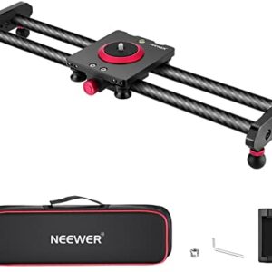 NEEWER 16"/40cm Carbon Fiber Camera Slider, Lightweight Rail Dolly Track Slider with 4 Bearings, Phone Clip, Compatible with Mirrorless Camera iPhone 13 13 Pro 13 Pro Max, Max Load 2.2lb/1kg, VS-CF50