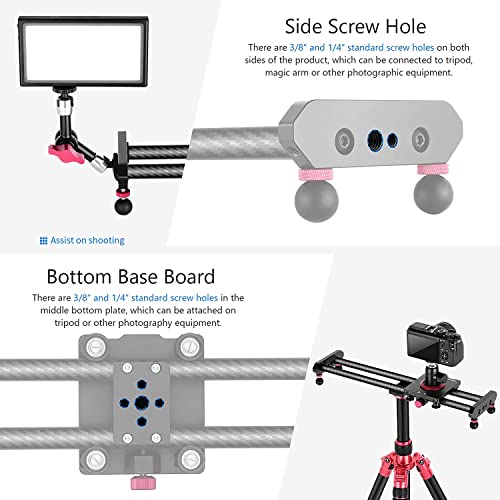 NEEWER 16"/40cm Carbon Fiber Camera Slider, Lightweight Rail Dolly Track Slider with 4 Bearings, Phone Clip, Compatible with Mirrorless Camera iPhone 13 13 Pro 13 Pro Max, Max Load 2.2lb/1kg, VS-CF50