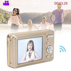 Jopwkuin 48MP Digital Camera, Self Timer Single Shot Automatic White Balance Portable Digital Camera ABS for Beginners(Gold)