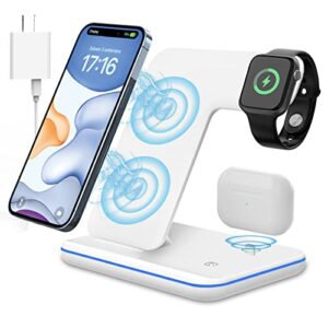 wireless charger 3 in 1, any warphone wireless charging station for multiple devices, charger station compatible with iphone 14/13/12/11/pro/max/xs/xr/x/8, iwatch 8/7/6/se/5/4/3/2, airpods pro/3/2/1